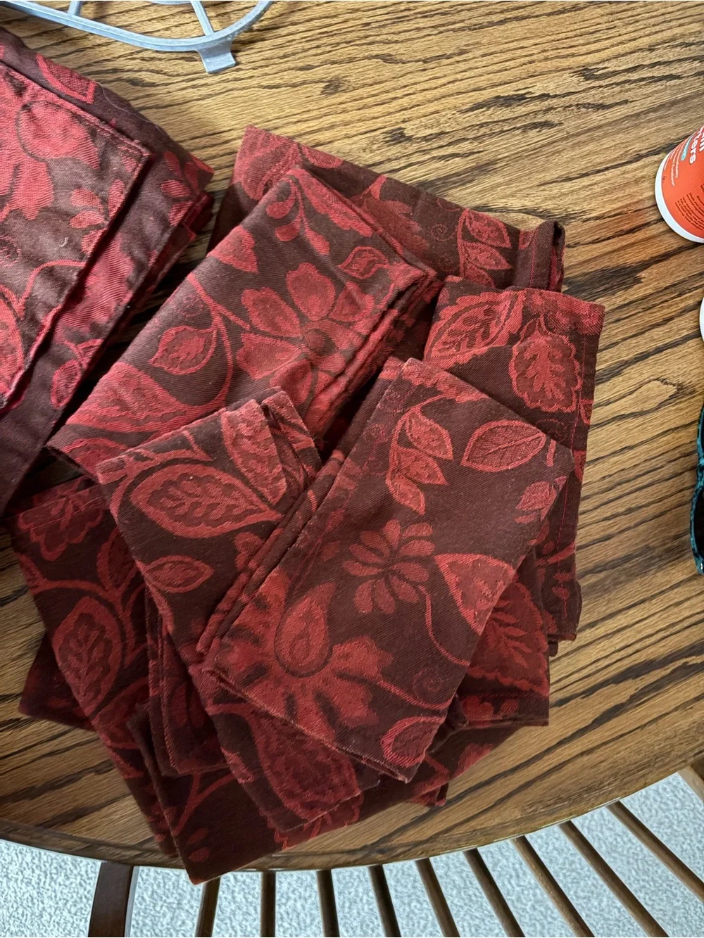 Set of 12 placemats and 12 matching napkins, Red Floral Jacquard by Home/Target